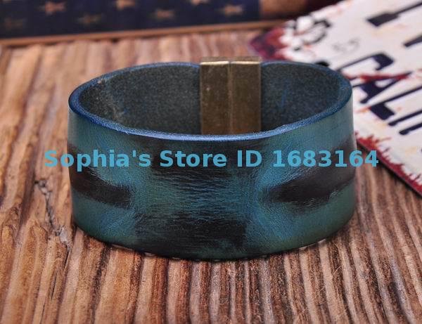 Populaire Blauw Lederen Hennep Vriendschap Manchet Armband Polsband Mens