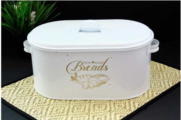 Metal Bread Box Bread Bin Metal Lid Kitchen Container Storage Organizer Black Stainless Bread Organizer Pita Baguette Bamboo