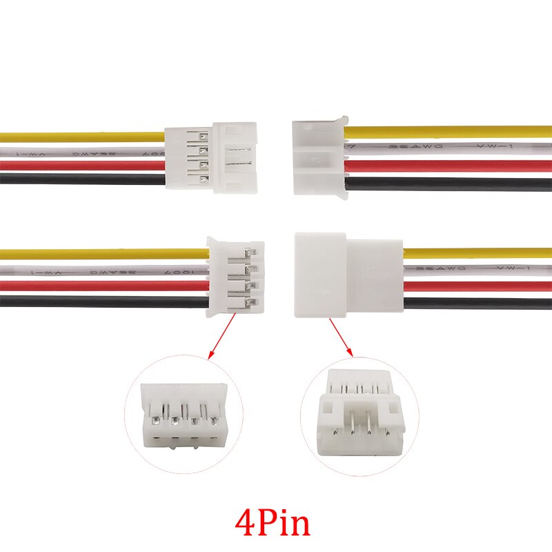 2/5/10Pair 26AWG Micro JST PH2.0mm 2-6 Pin Male Plug Female Jack Wire Connector 20CM JST PH 2.0 Electrical Wire Cable Connector: 4Pin / 10Pairs