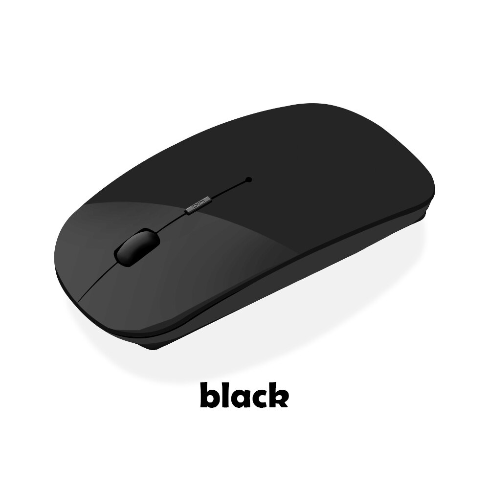 1 pc bærbare 2.4g trådløse mus ultratynne usb optiske mus stille knapp for pc bærbar macbook desktop air pro: Svart