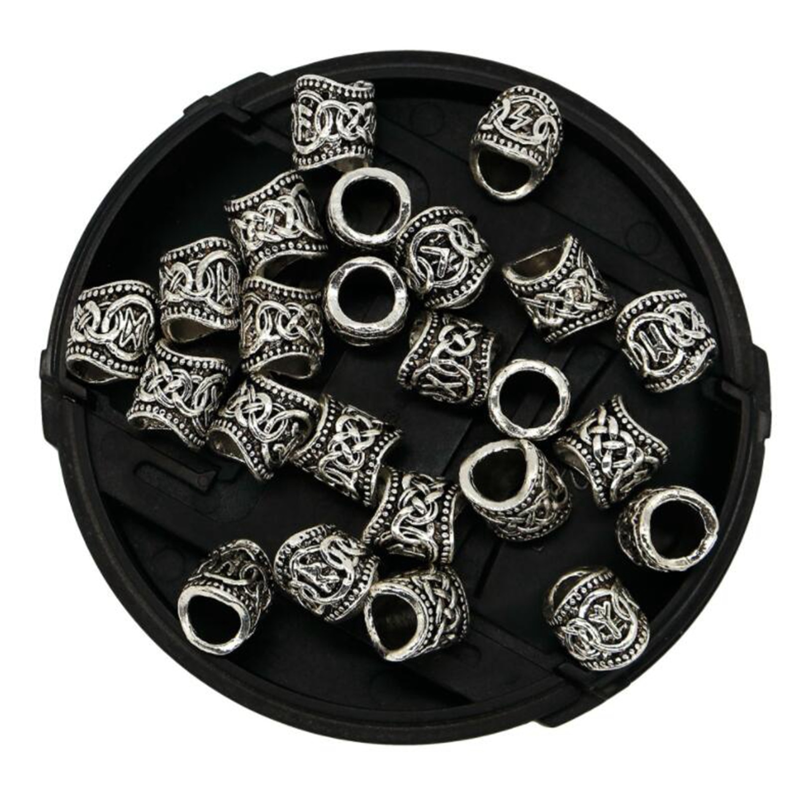 Viking Runa-Juego de bobinas de cuentas para Barba, anillos nórdicos para pelo, peldaños y barbas, 24 piezas
