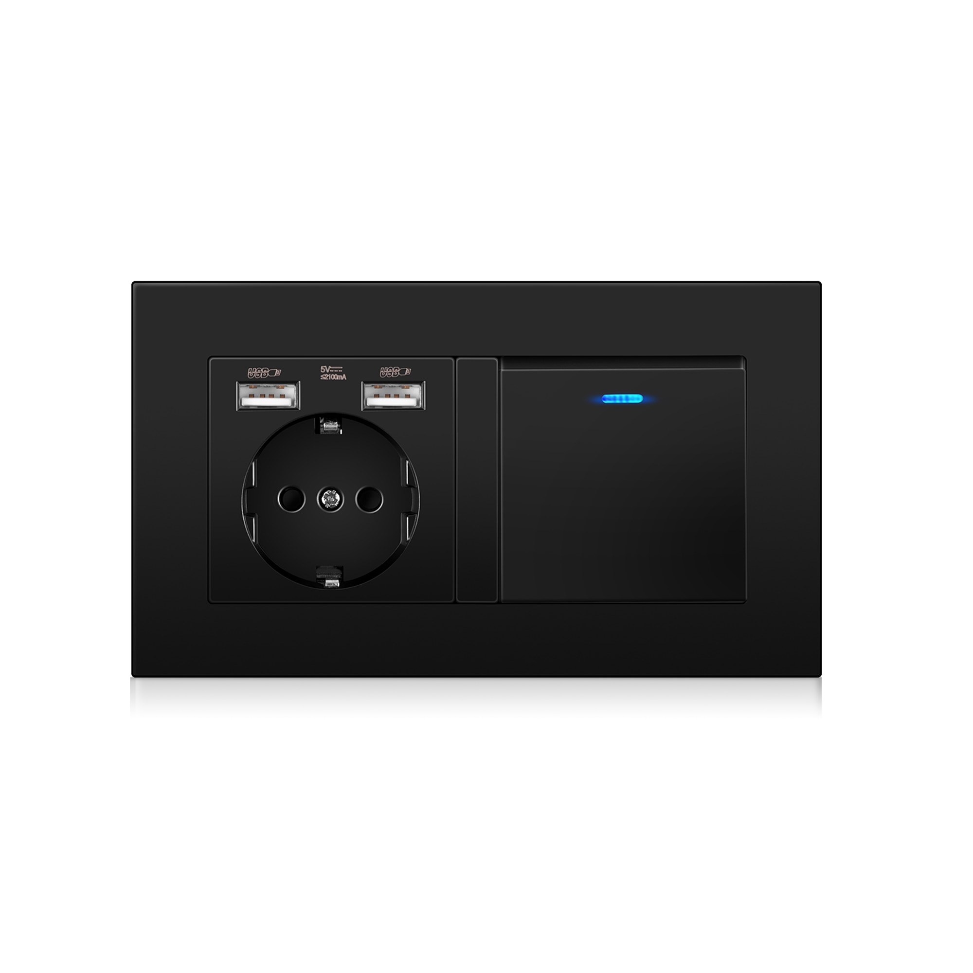 Germany home Wall Power Socket With DIY socket RJ45 switch TV computer Retardant PC panel 146*86mm Electricity outlet,Black