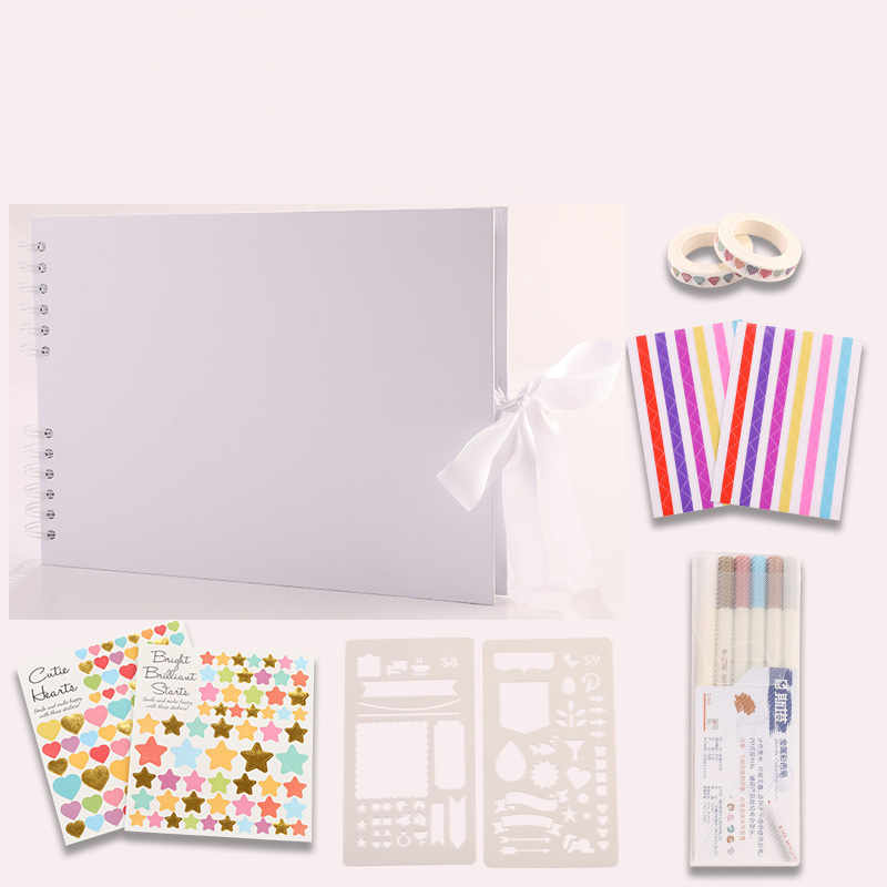 40 Sheets Photo Album Scrapbooking Memory Book Paper Wedding Blank Kraft Scrapbook Home Decor: White 29x21.5cm
