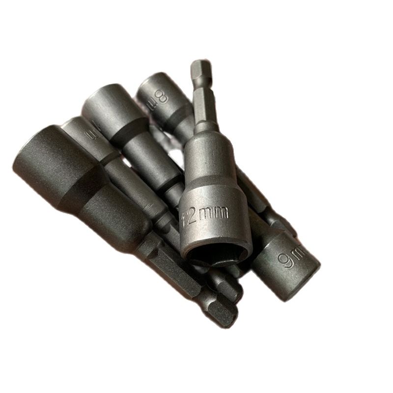 Hex Bit Socket with Magnetic, 7mm to 19mm, 65mm Long, Hexagon Socket Wrench Impact Resistant Socket for Hand /Electric Drill