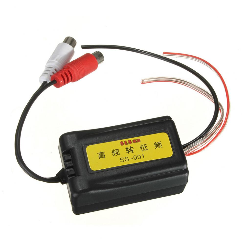 High to Low Level Auto Car Speaker RCA Converter Adapter Adaptor 2 Channel with Ground Wire