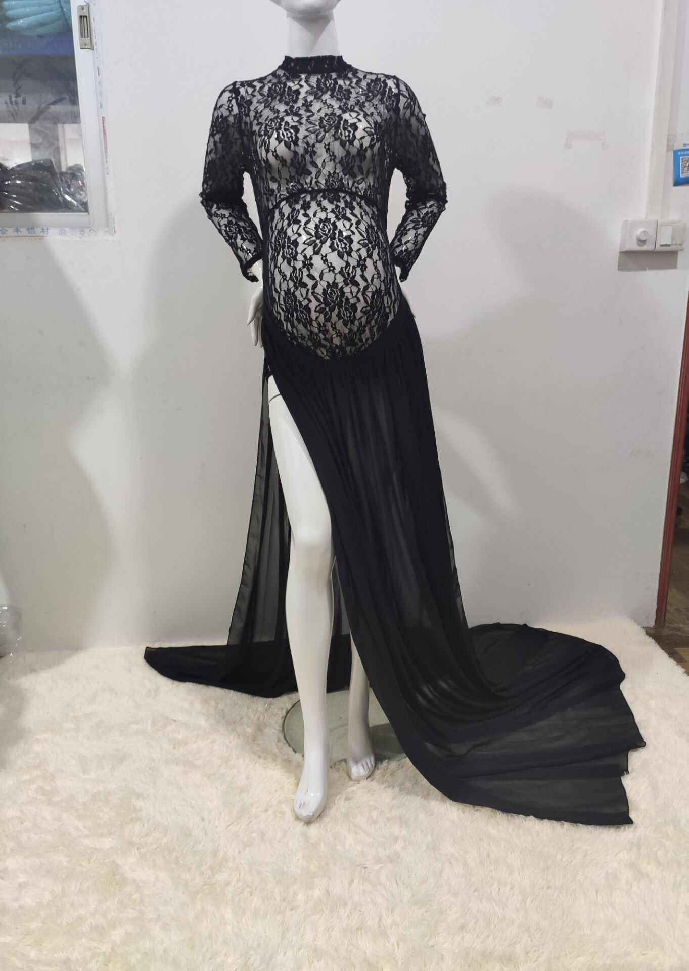 neue Mutterschaft Spitze Kleid Kleider für Foto Schießen Schwangere Gesamt + Chiffon Schwangerschaft Fotografie Requisiten Q0411