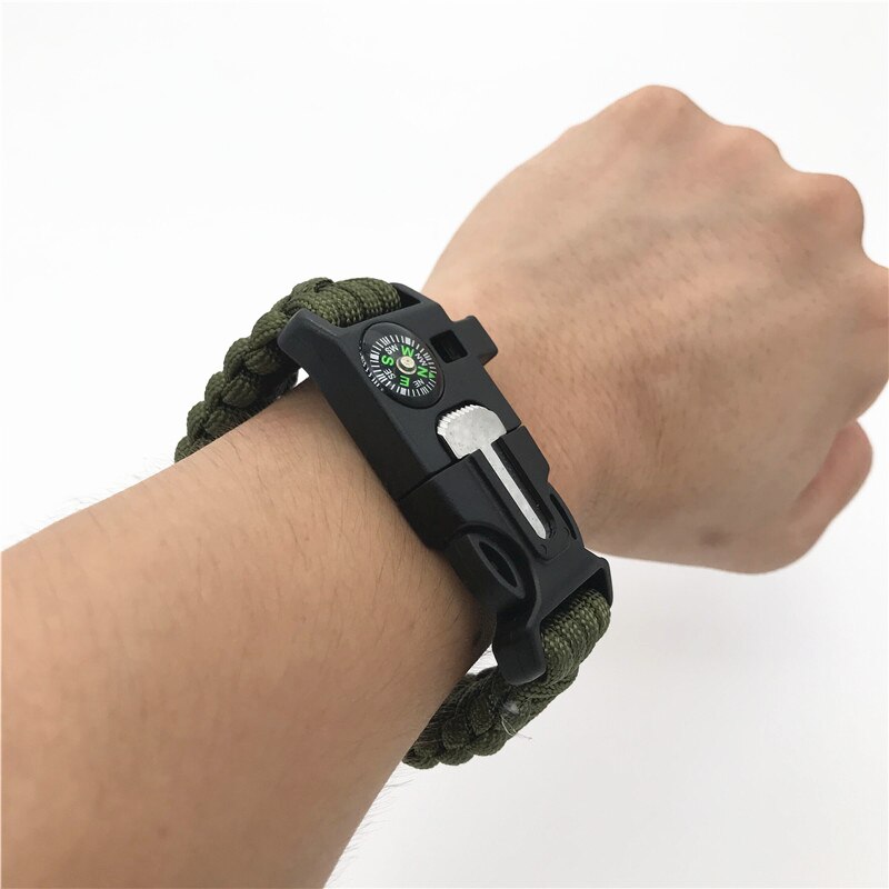 High-Jump Functional Emergency Paracord Bracelet Outdoor Survival Parachute Tool Scraper Whistle Buckle Paracord Wristband