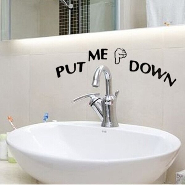 PUT ME DOWN Sign Gesture Toilet Seat Sticker Bathroom Stickers Wall Stickers Home Decor
