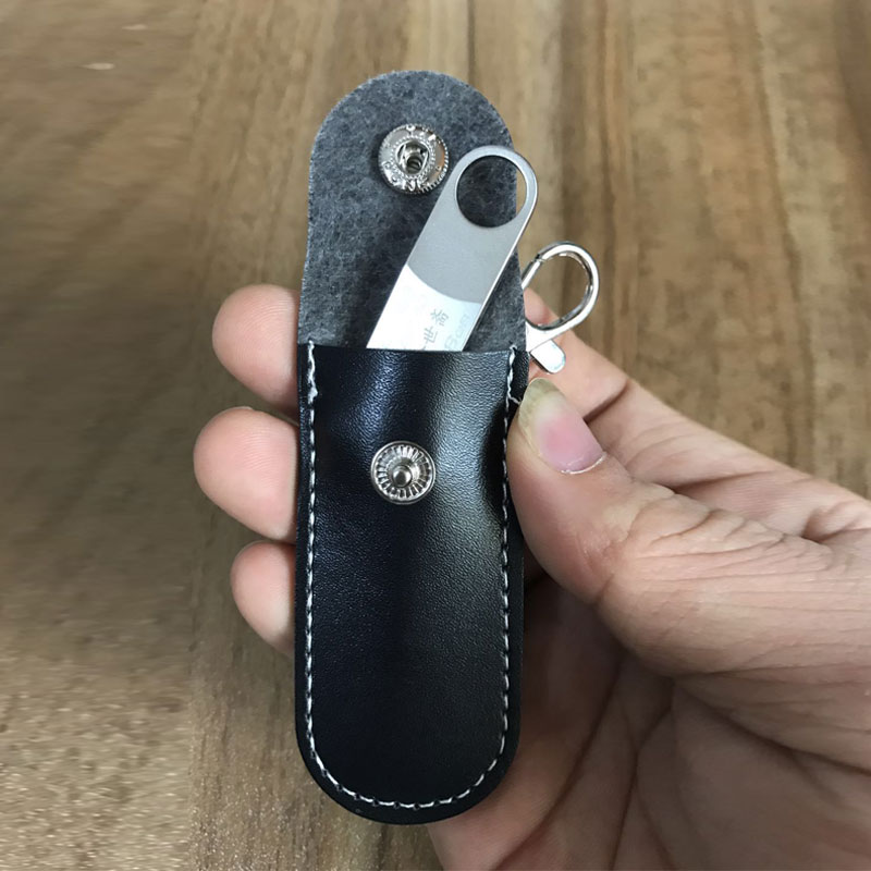 Universal USB Flash Leather Storage Protecter Black Portable Protective Cover With Key Ring rhodium lobster Clasp Clip Locker