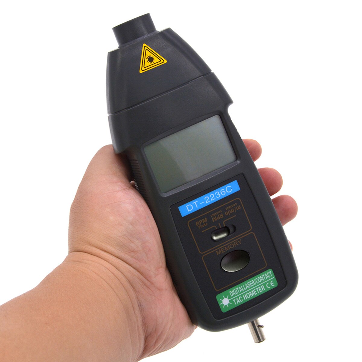 DT2236C Digital Contact &amp; Non-contact Tach Tool Handheld Tachometer Tester RPM Speed Detector