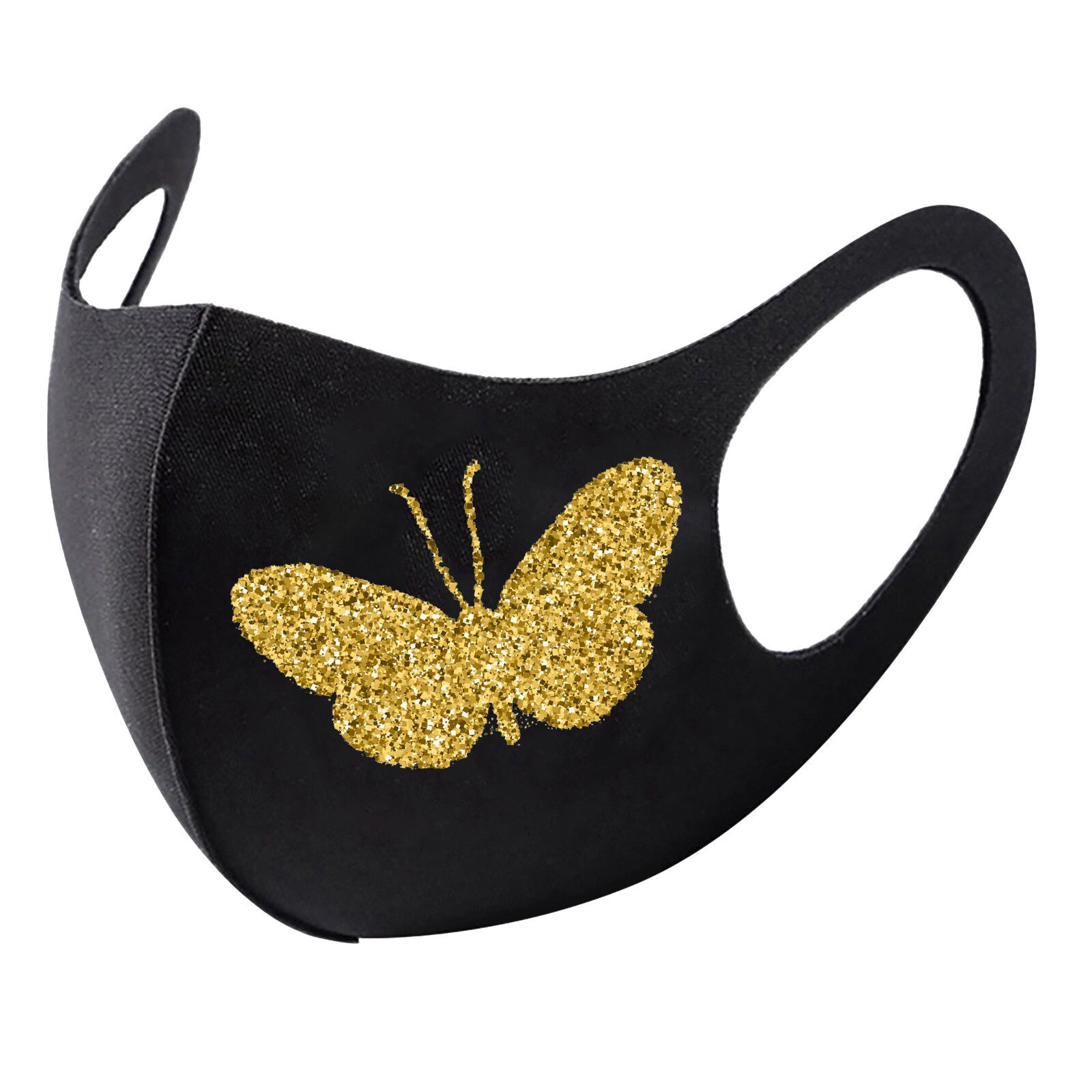 1PCS Shiny Butterfly Black Mouth Face Mask Washable Cotton Mouth Face Masks Mouth Cover shield Masque Face Mask Cloth Mask: H