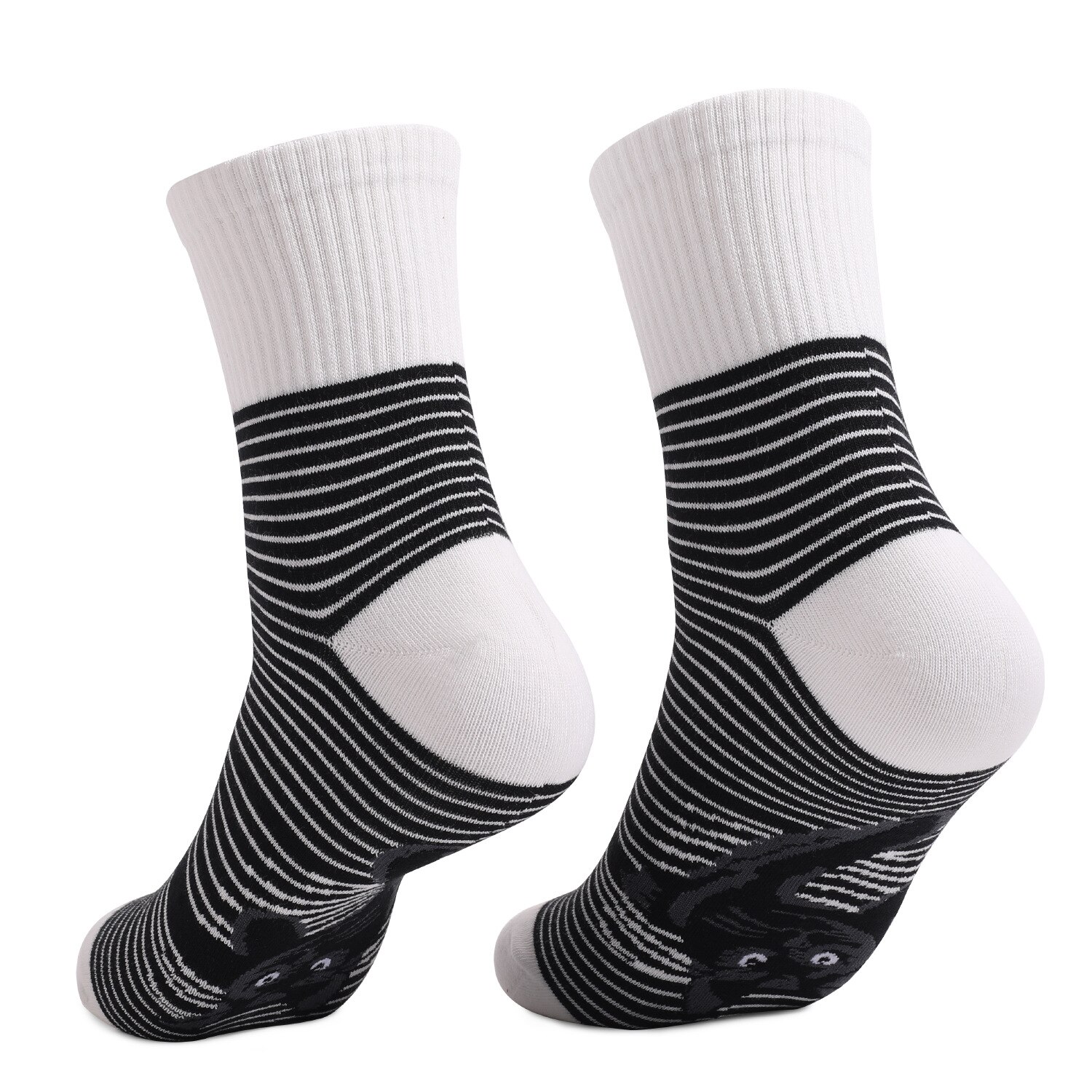 Calcetines de algodón transpirables con estampado de gato para hombre y mujer, medias de tubo para correr, deportes, rayas, blanco y negro, novedad de