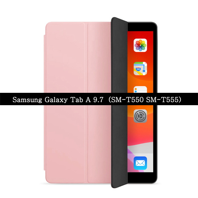 Étui pour tablette Samsung Galaxy Tab A SM-T550 SM-T555 9.7 pouces WI-FI 3G LTE support rabattable housse en cuir pour onglet A T550 T555 9.7'': Rose Gold