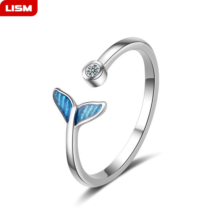 Vrouwen unieke verstelbare opening verzilverde vinger ring retro gesneden teenring zeemeermin staart vorm kubieke zirkonia ringen