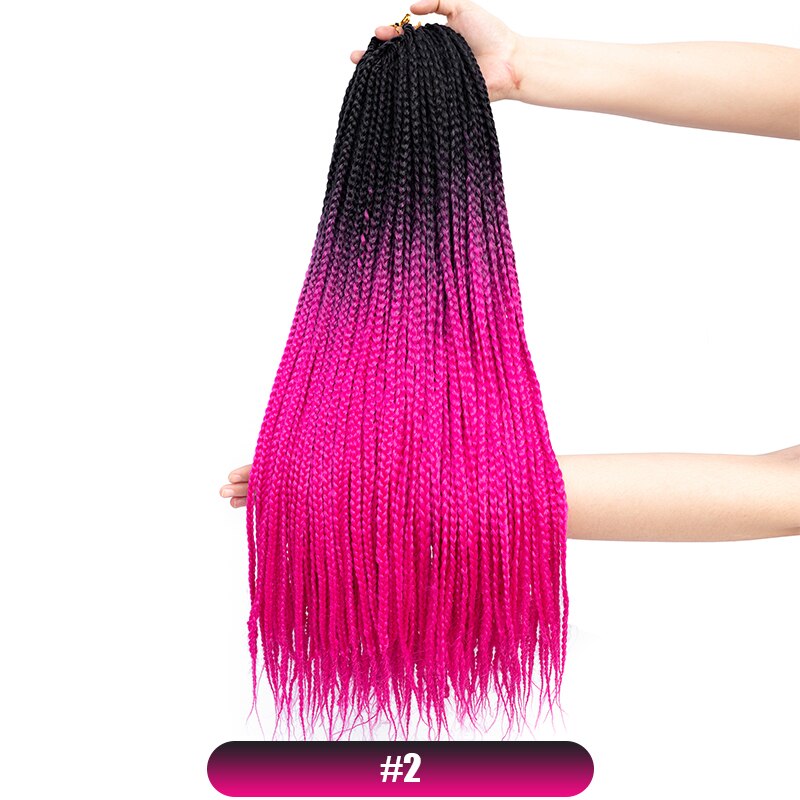 Box Braids 24Strands Senegalese Twist Braids Crochet Hair Extensions Ombre Colors 24inch Braiding Hair Youngther: black pink