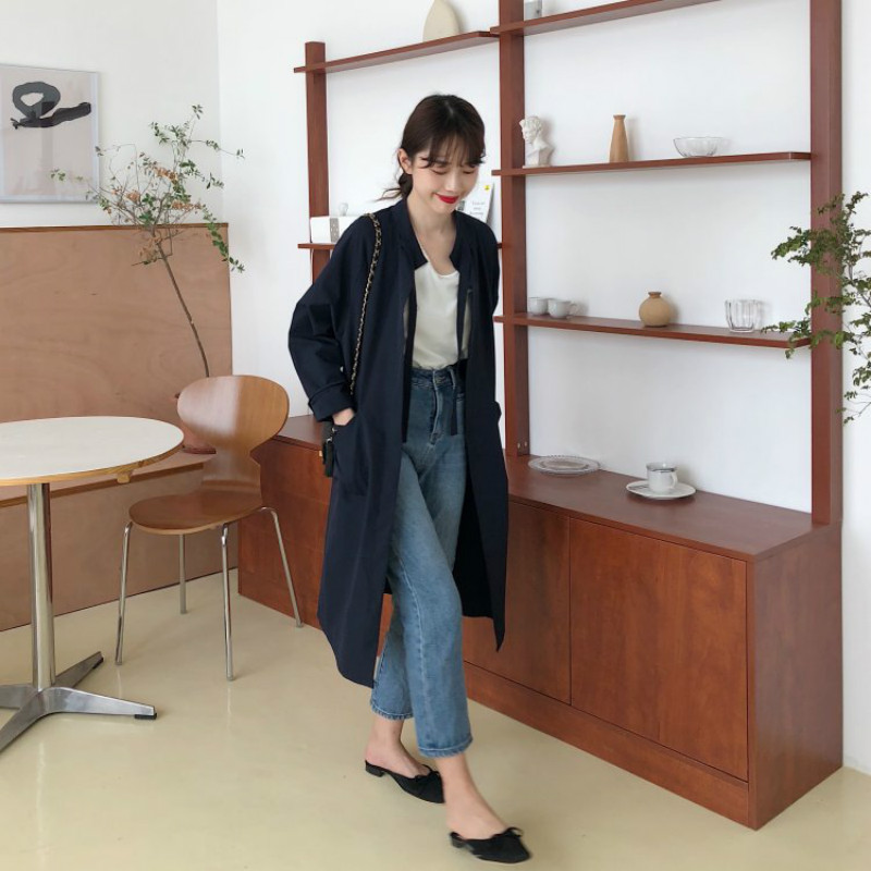 Geul Vrouwen Losse All-Match Trendy Lange Mouwen Leisure Koreaanse Stijl Womens Effen Kleur Elegante Zakken Chic Lente Student