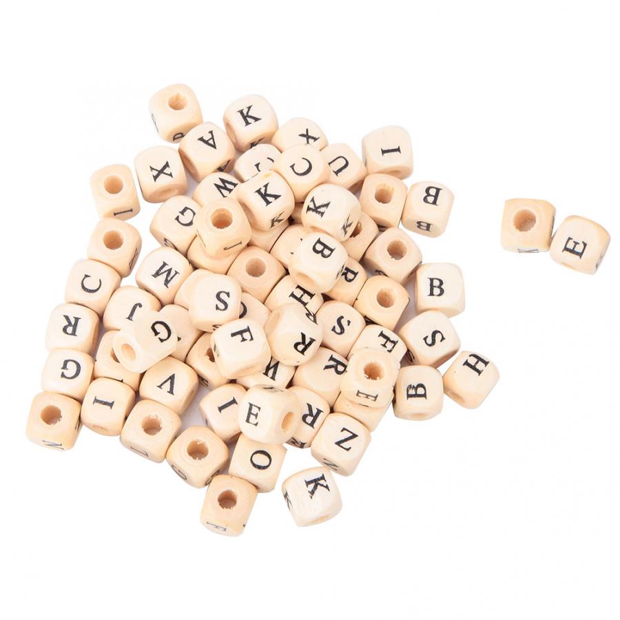 100pcs Natural Color Garment Bead DIY English Square Wooden Alphabet Letters Beads Jewelry Making Supplies 10x10mm Garment Bead