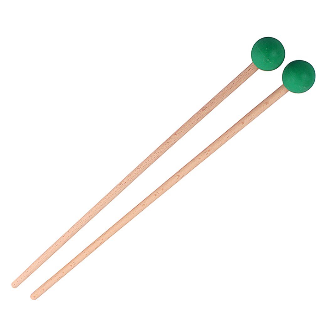 2pcs Xylophone Marimba Snare Mallet Drumsticks Percussion Parts Length 410mm Drum Accessories: Green