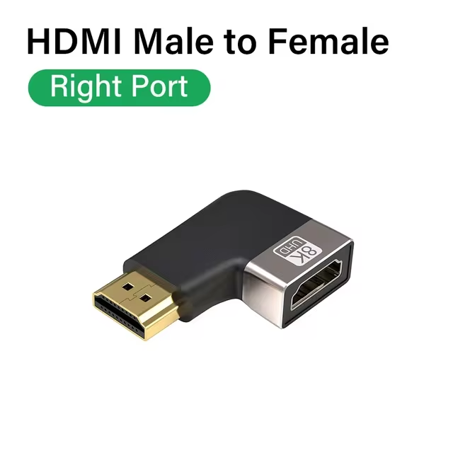 Adattatore HDMI 2.1 da 90 gradi mini porta micro HDMI per uscita video HDR 8K 60Hz 4K 120Hz 48Gbps compatibile con computer portatile TV HD: Grigio