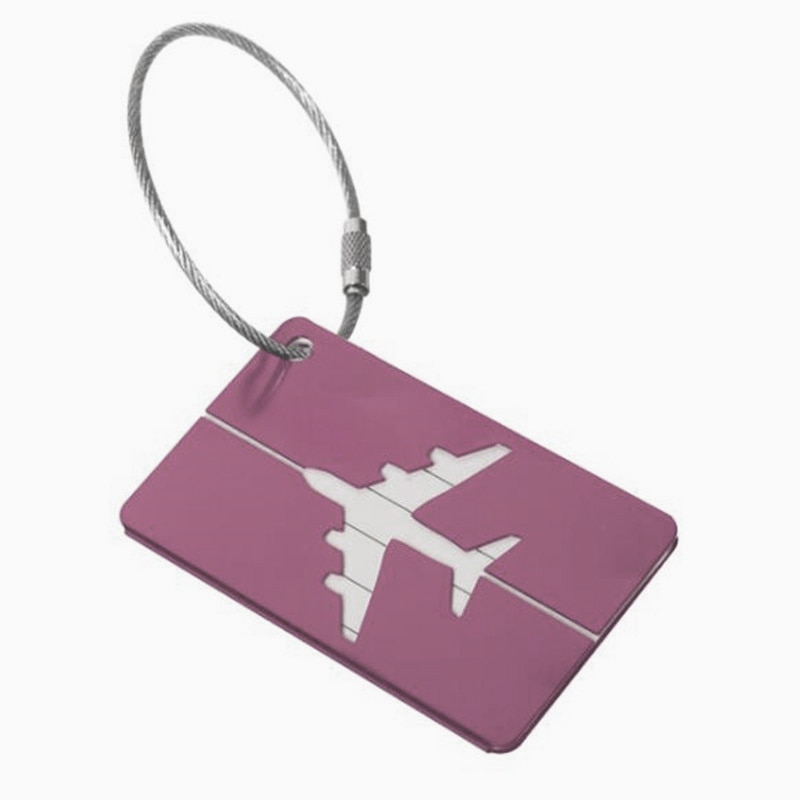 Etichette per il Bagaglio in Lega di alluminio Bagaglio Nome Tag Valigia Indirizzo Etichetta Supporto di Accessori Da Viaggio per Id Tag Bagagli: Colore rosa