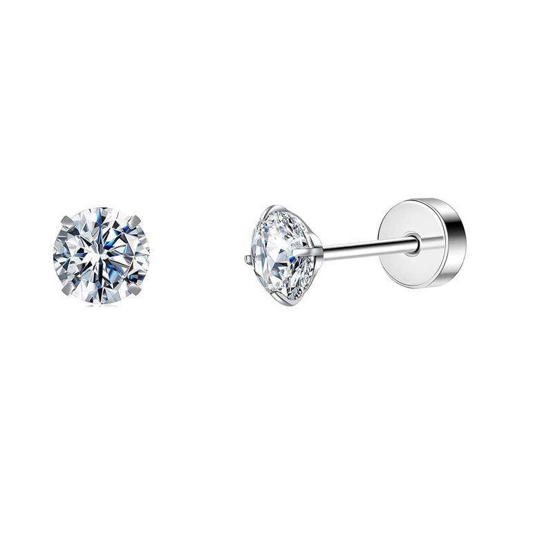 2PCS/Set Stainless Steel Heart Moon Earbone Stud Screw Ball Stud Earrings for Women Ear Tragus Cartilage Body Piercing
