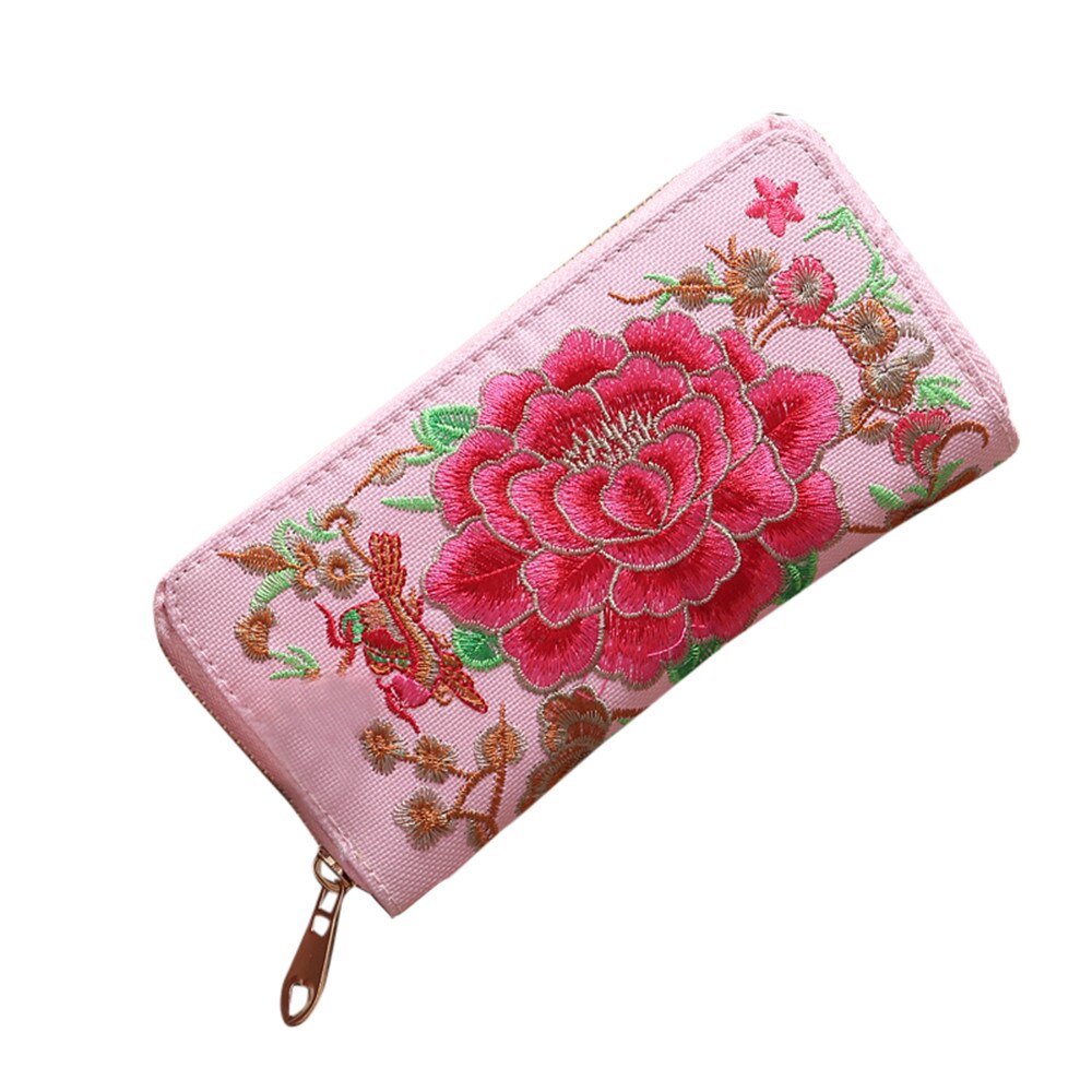 Aelglacial femmes portefeuille femmes unique Pull broderie Style ethnique portefeuille carte sac monnaie sac Long portefeuille porte-carte