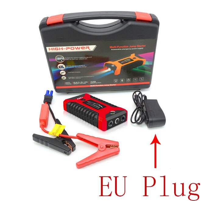 Portable Car Jump Starter Device 600A Car Battery Emergency Starter Power Bank Booster Starting 12V Output Portable 20000mAh: EU Plug