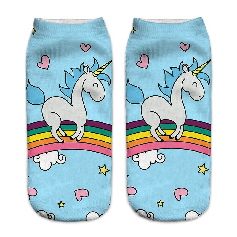 Impression 3D licorne femmes chaussettes printemps été filles chaussettes courtes adulte femme enceinte cheville chaussettes Sokken Meias: color7