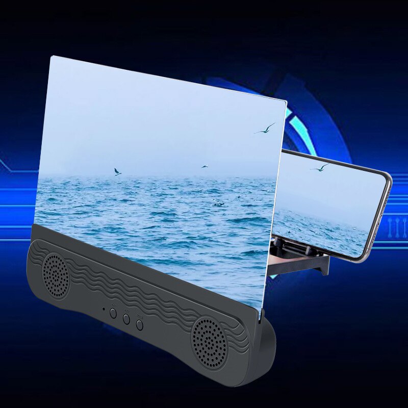 3D Phone Screen Magnifier 12 Inch Stereoscopic Amplifying With Bluetooth Speaker Mobile Phone Screen Magnifier Holder Stand