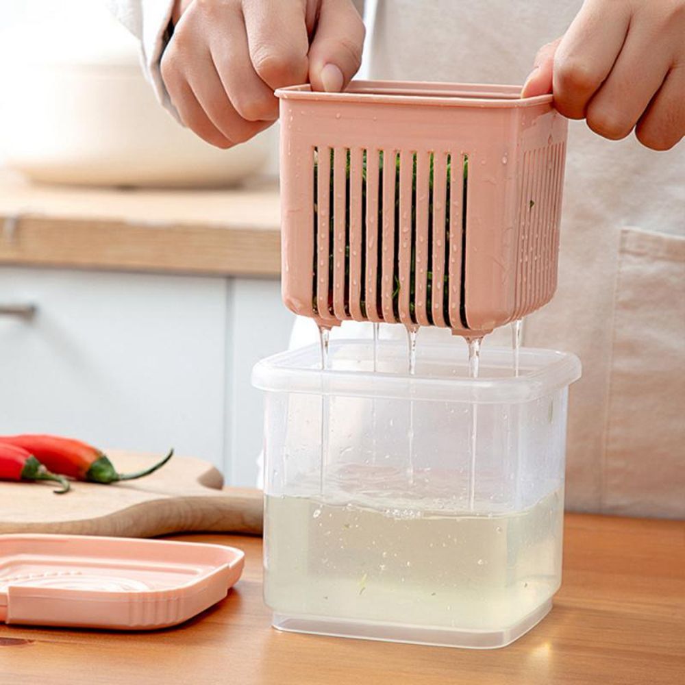 Gadget de cuisine en plastique épais Double couche scellé, conteneur de gingembre, conteneurs de stockage de fruits, plateau de légumes, boîte de rangement pour réfrigérateur
