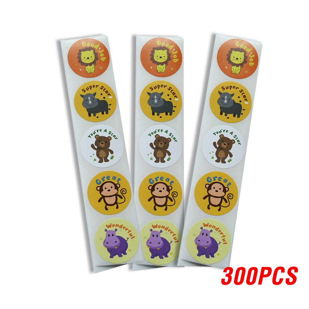 100-500pcs Encouragement Sticker Reward Stickers Roll For Kids Motivational Stickers With Cute Animals For Students Teachers: QY530A-300pcs