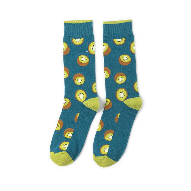 Dessin animé motif impression chaussettes cocotier Kiwi fruits crème glacée ananas insectes oiseau mignon Fun hommes coton chaussette décontracté: 7