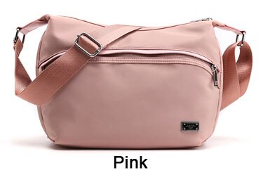 Piler femme décontracté Portable unique sac à bandoulière en Nylon dames Mini fermeture éclair sacs à bandoulière petit sac à rabat carré sacs à main de messager: Rose