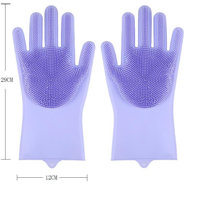 Fabrikanten directe verkoop magic silicone wassen gerechten keuken schoonmaken multi-purpose huishoudelijke siliconen borstel handschoenen: plum