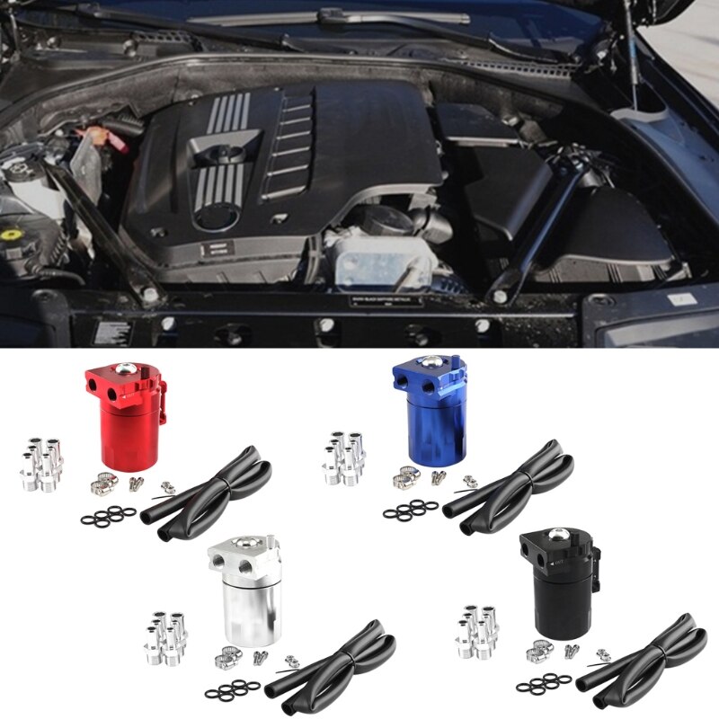 Universal Oil Catch Can Kit Reservoir Tank Engine Black Polish Baffled Aluminum U2JA