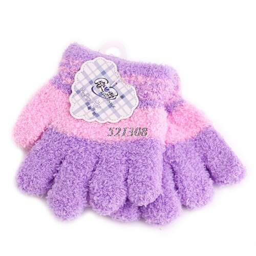 Cute Infant Baby Kid Full Finger Warm Winter Gloves Toddler Knit Rainbow Mittens E06F