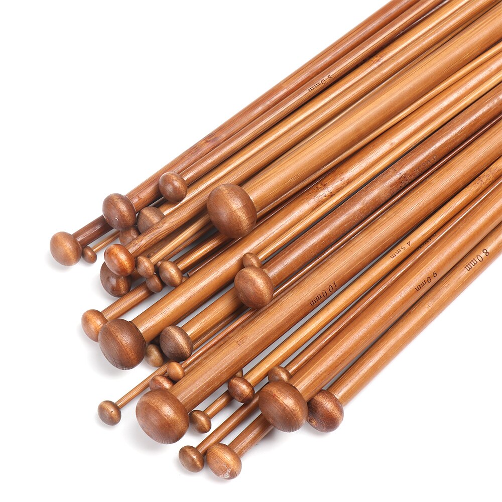 18 sets bamboe dubbelpuntige breinaalden sokkenhaaknaalden 25cm/9.8 " 35cm/13.78 " lang voor sjaal-trui breinaald