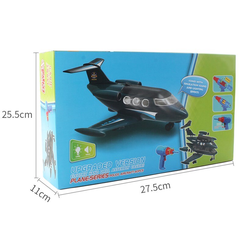 PD55-16 Diy Elektrische Boor Vliegtuig Kinderen Elektrische Boor Demontage Speelgoed Vliegtuig Puzzel Assembleren Speelgoed