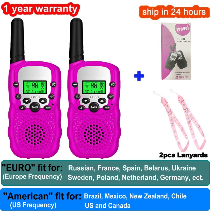 2 pezzi Walkie Talkie bambini Celular giocattoli ricetrasmettitore portatile evidenzia telefono Radio interfono bambini Talkie Walkie regali di compleanno: 2 Pink 2 Rope