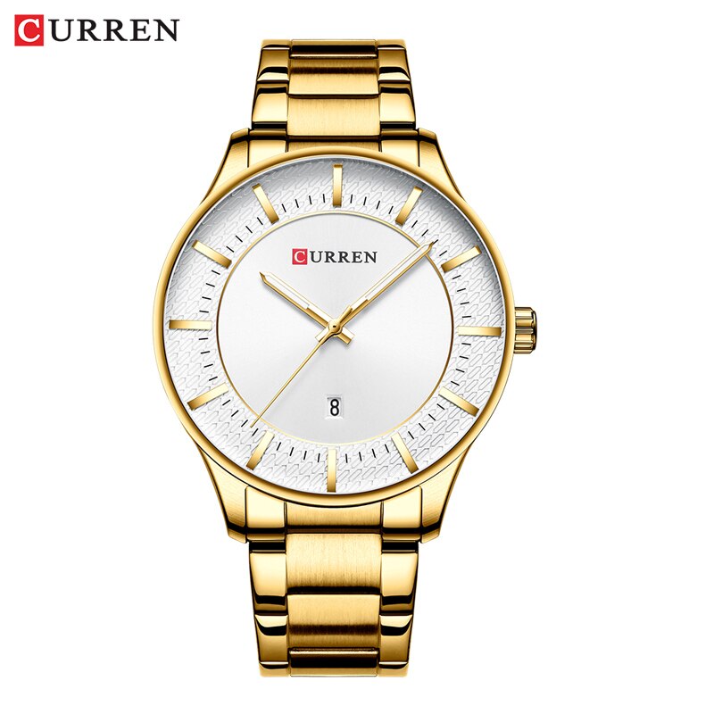 Luxe Gold Business Quartz Horloges Mannen Roestvrij Stalen Band Horloge Auto Datum Klok Mannelijke Klassieke Horloge: gold watch