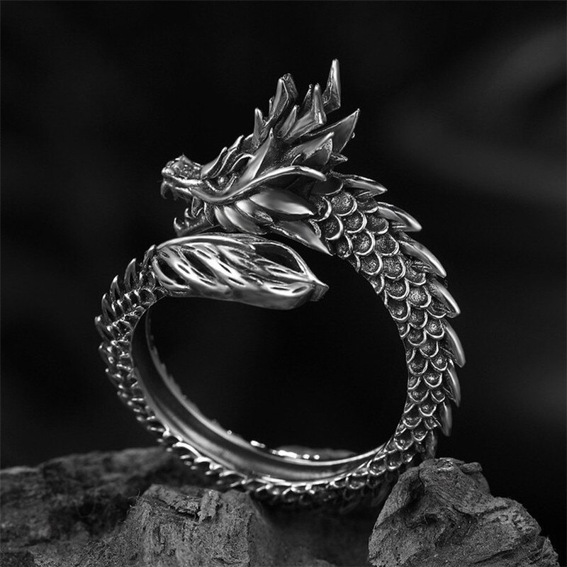 Titanium Stainless Steel Dragon Ring Mens Jewelry ... – Grandado