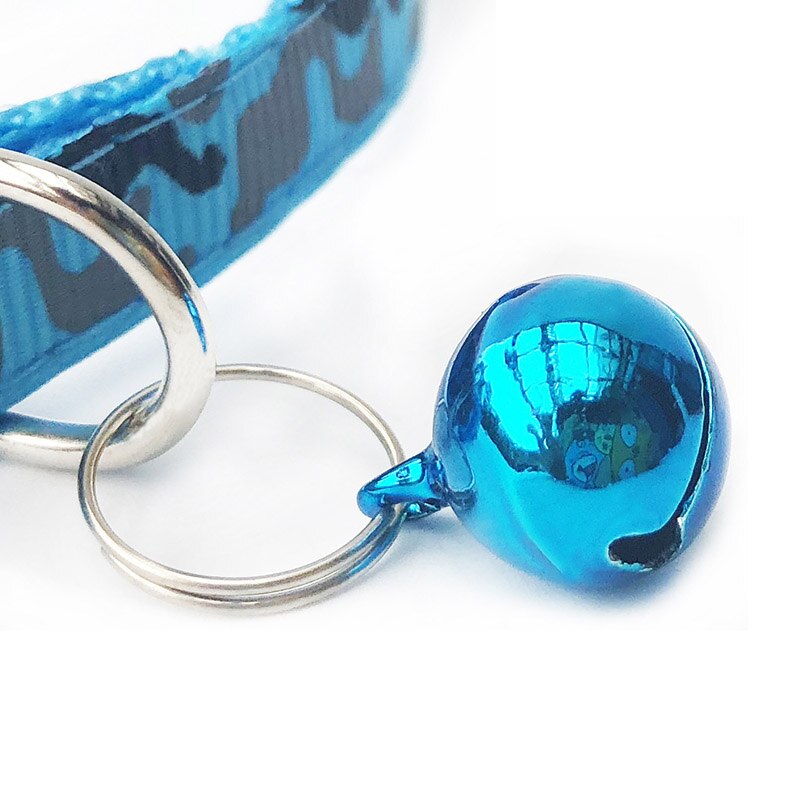 Collar de poliéster para mascotas, correa de cuello de camuflaje con campana, hebilla ajustable, para perros y gatos, accesorios para cachorros, gato