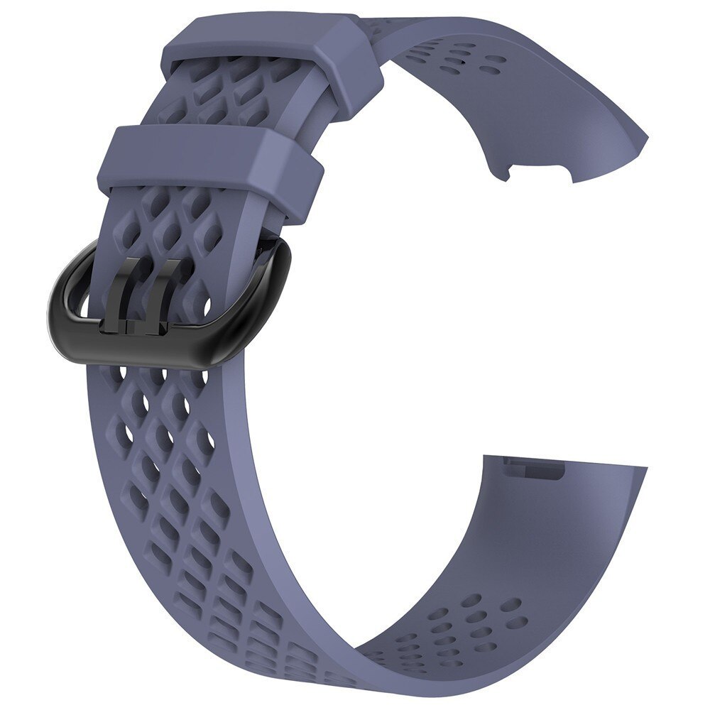 Erstatningsbånd til fitbit charge 3 rem silikonebånd til fitbit charge 4 åndbar urrem til fitbit charge 4/3 bånd: Grå / L (180-220) mm