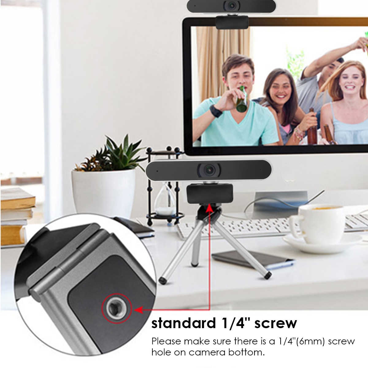 Retractable Web Camera Tripod With 1/4" Thread Adjustable Aluminum Alloy Tripod For Logitech C920/C920E/C925e/C930 Webcams​ Tool