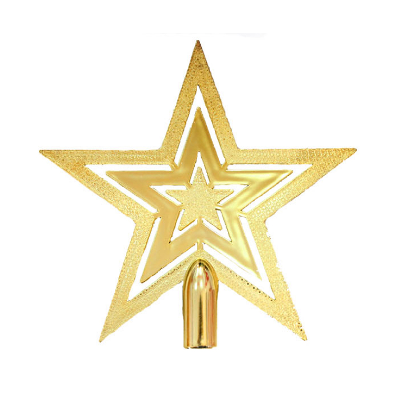 1 stuks 9.5 cm gouden ster kerstboom top deroation noel christmas decor voor thuis festival feestartikelen ornament