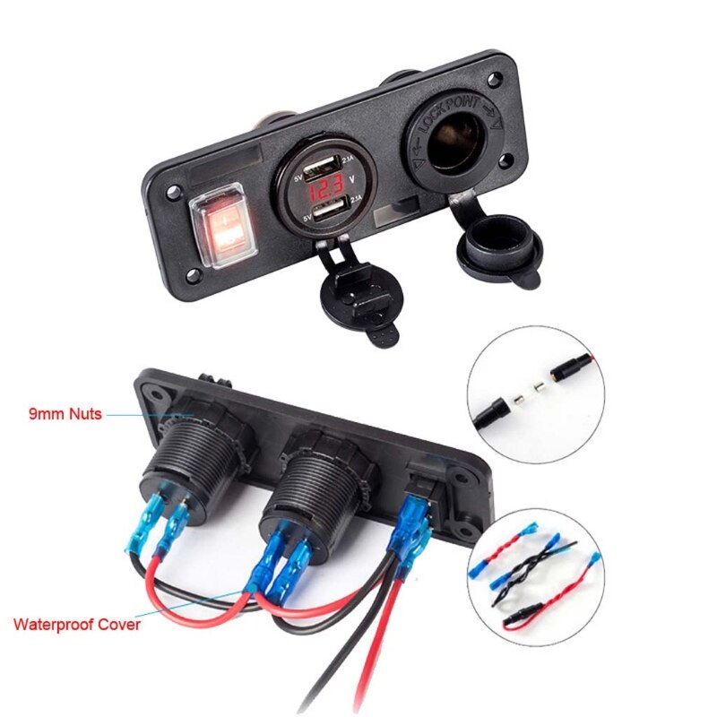 Auto Boot Truck 12V 24V 2 Usb Charger Voltmeter Schakelaar Sigarettenaansteker: R