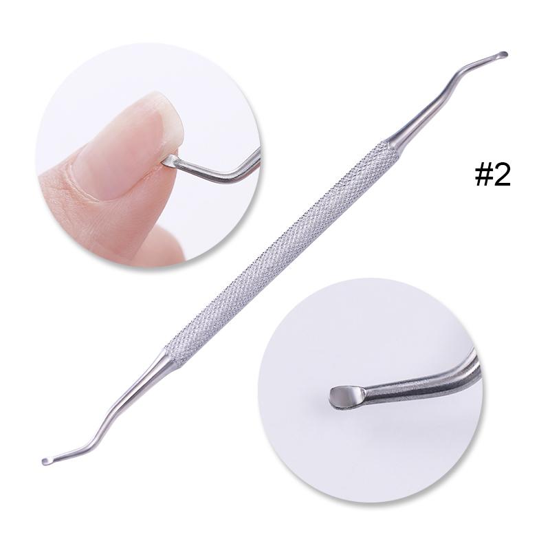 1pcs Double-ended Stainless Steel Cuticle Pusher Dead Skin Push Remover For Pedicure Manicure Nail Art Cleaner Care Tool: DARK GRAY