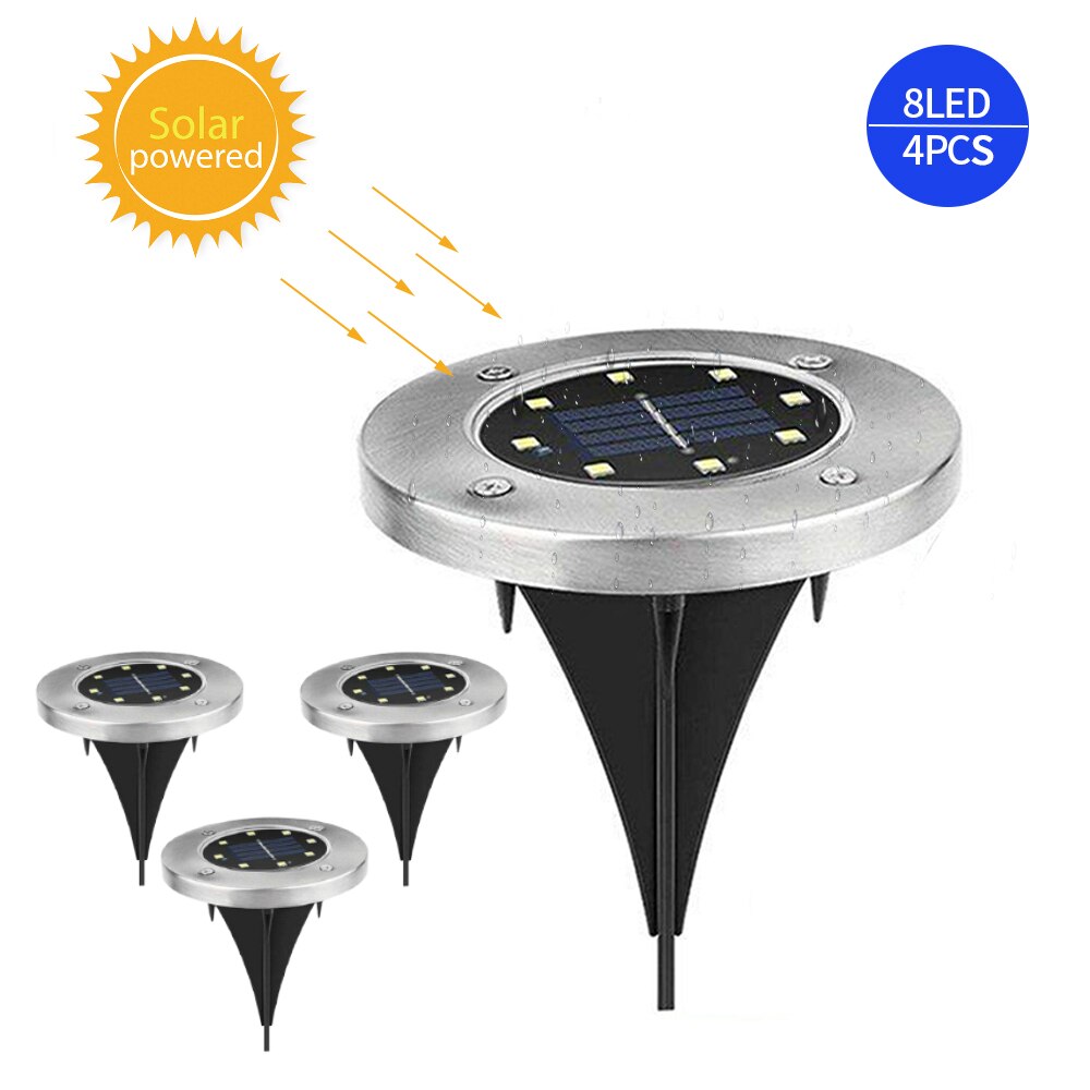 8 LEDs Ground Light Solar Powered Garden Lights La... – Vicedeal