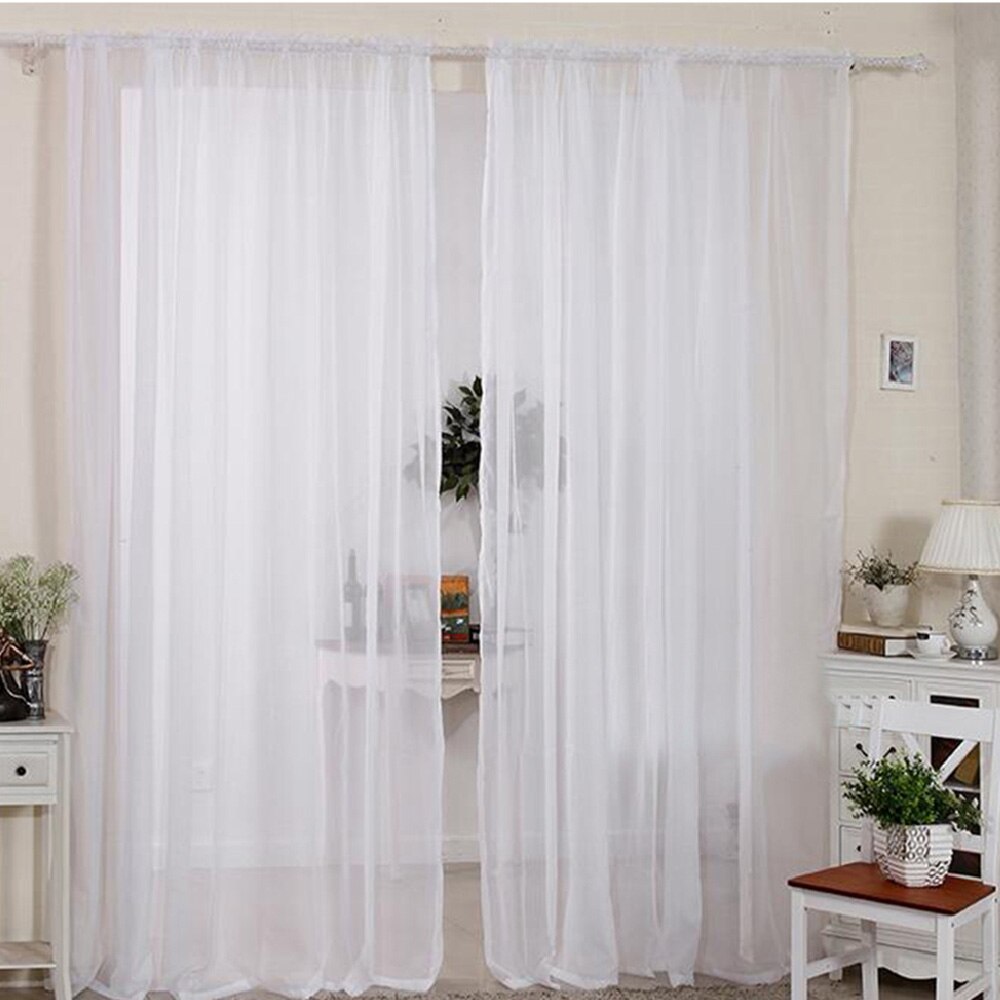 Europe Solid White Curtains For Living Room Kitchen Window Decoration Transparent Tulle Curtains Window Sheer for the Bedroom