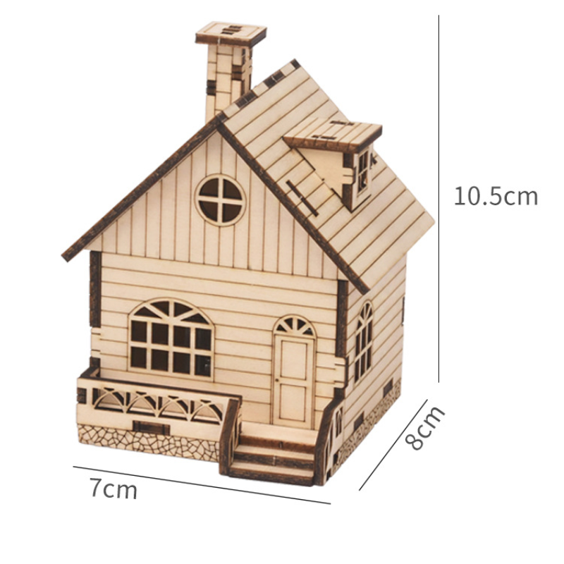 Feooe Houten Huis Vorm Acht-Tone Box Assembly Hand-Shake Music Box Aan Kinderen Ambachten cj